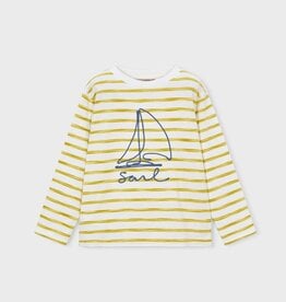 Mayoral Olive/White Stripe L/S Sail Tee
