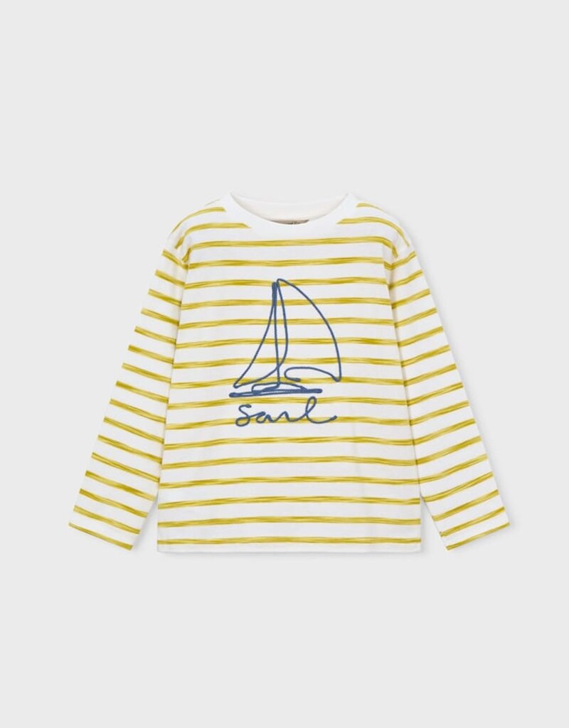 Mayoral Olive/White Stripe L/S Sail Tee