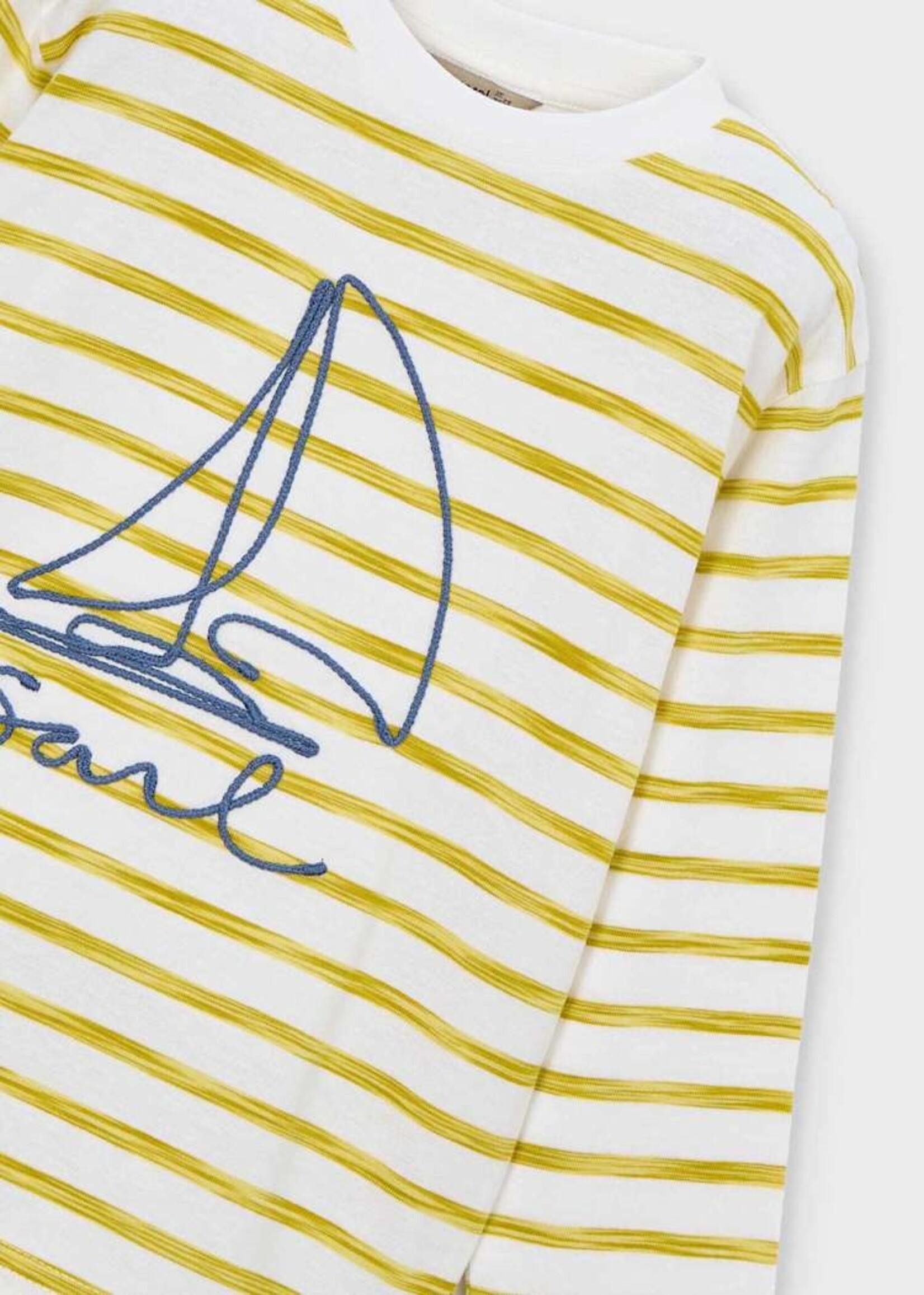 Mayoral Olive/White Stripe L/S Sail Tee