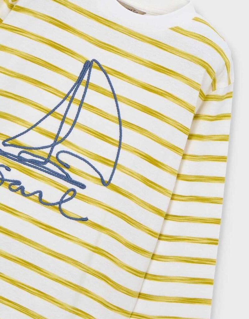 Mayoral Olive/White Stripe L/S Sail Tee