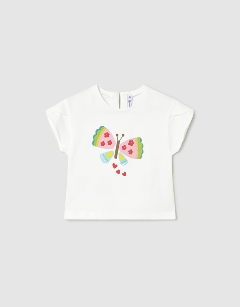 Mayoral Baby Girl S/S White Tee w/Butterfly