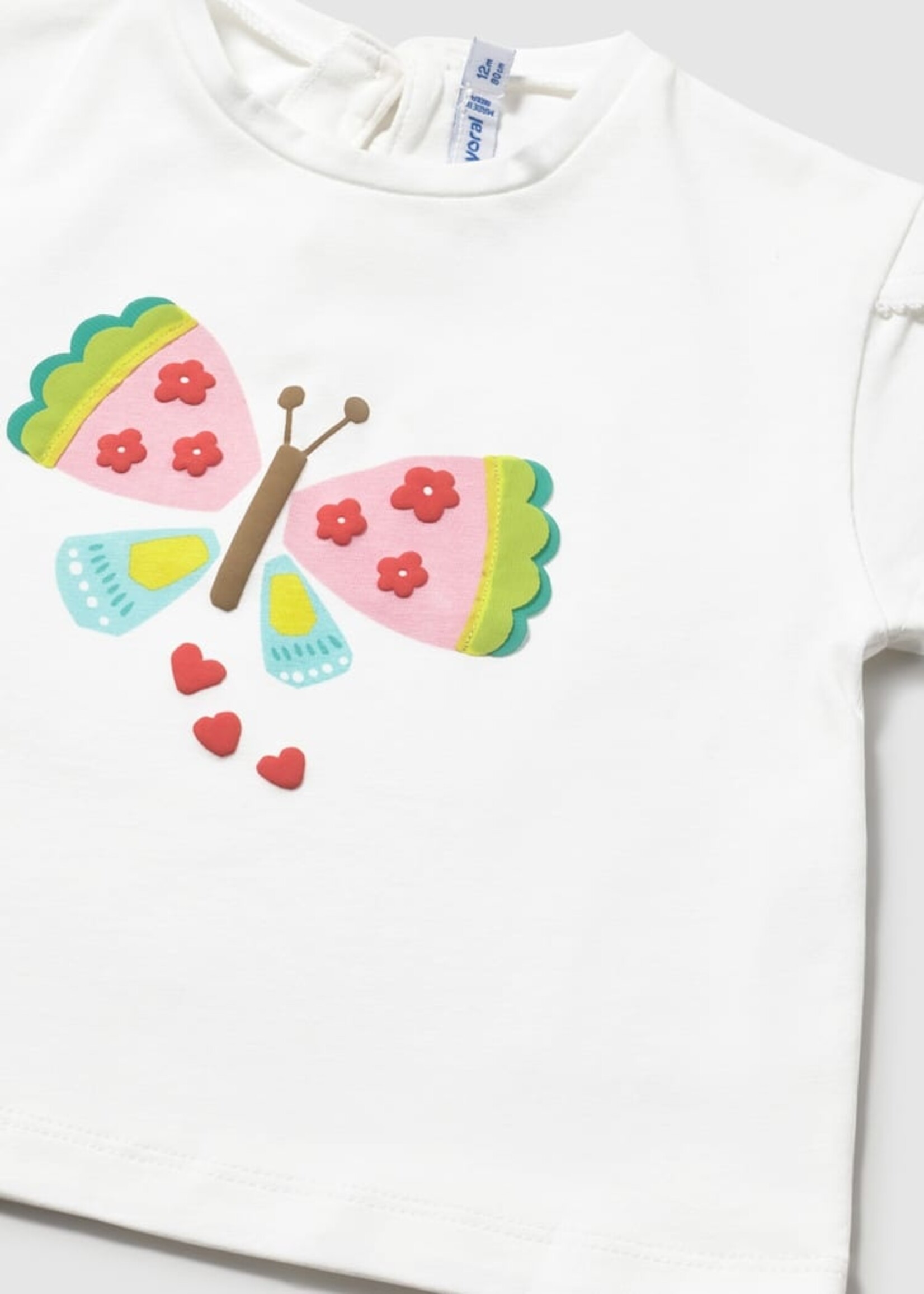 Mayoral Baby Girl S/S White Tee w/Butterfly