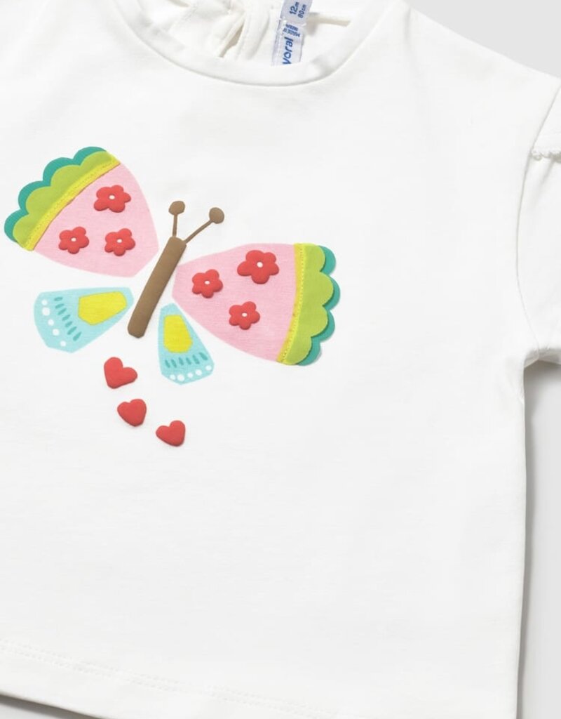 Mayoral Baby Girl S/S White Tee w/Butterfly