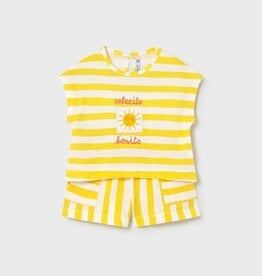 Mayoral Baby Girl Yellow Stripe Short Set
