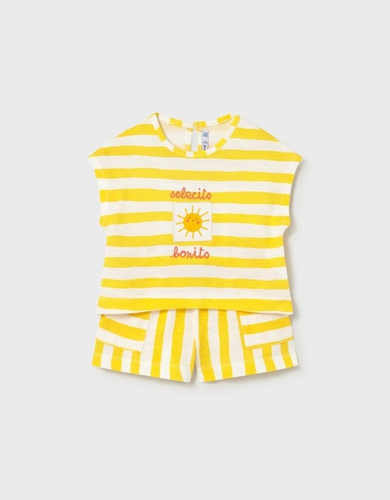 Mayoral Baby Girl Yellow Stripe Short Set