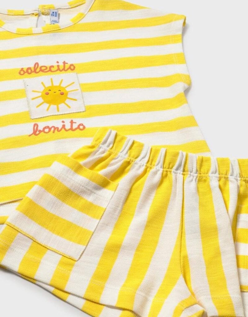 Mayoral Baby Girl Yellow Stripe Short Set