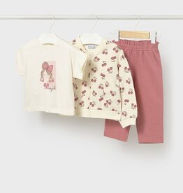 Mayoral Baby Girl Blush 3pc Track Suit w/Cherry Print