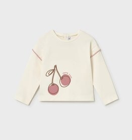 Mayoral Baby Girl L/S Cream Tee w/Cherry Print