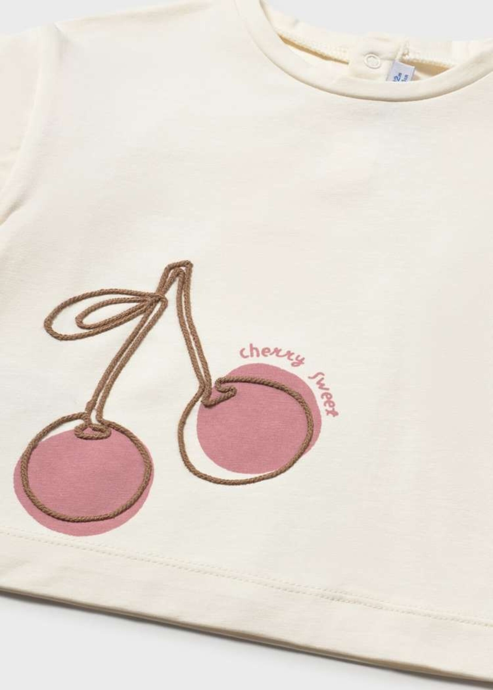 Mayoral Baby Girl L/S Cream Tee w/Cherry Print