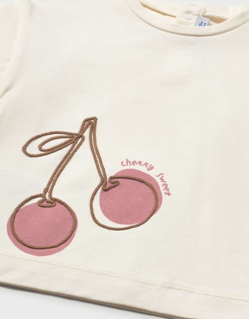 Mayoral Baby Girl L/S Cream Tee w/Cherry Print