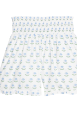 Bisby Shirred Ruffle Shorts Blue Tulip Block
