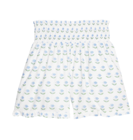 Bisby Shirred Ruffle Shorts Blue Tulip Block