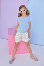 Bisby Shirred Ruffle Shorts Blue Tulip Block