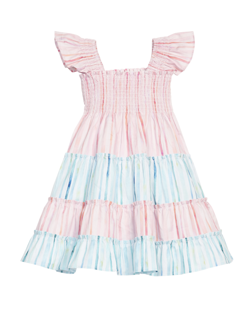 Bisby Twirl Dress Watercolor Multi Stripe