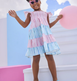 Bisby Twirl Dress Watercolor Multi Stripe