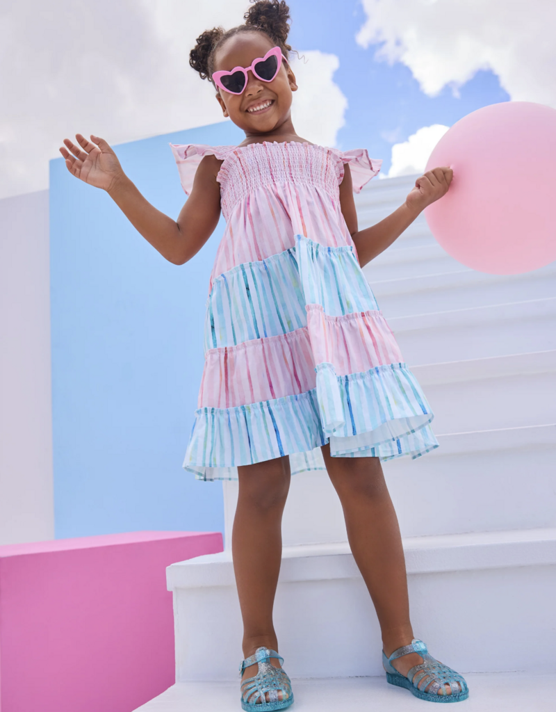 Bisby Twirl Dress Watercolor Multi Stripe
