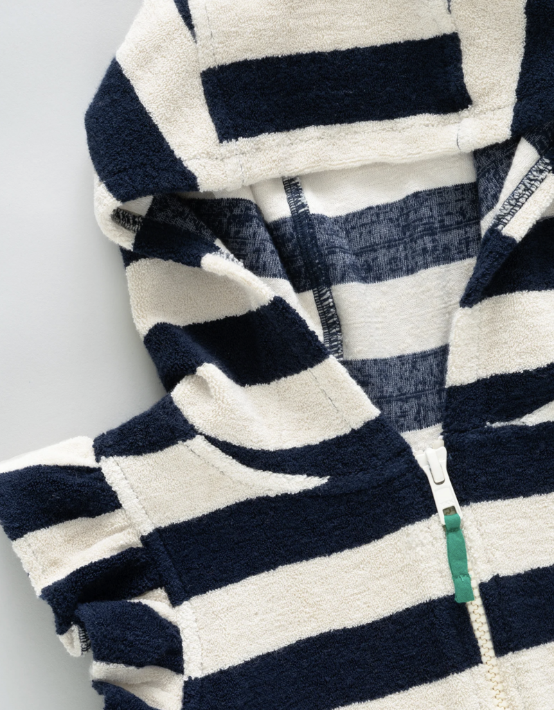 Pink Chicken girls terry coverup blue stripe