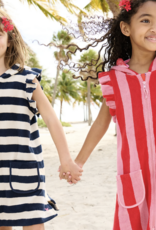 Pink Chicken girls terry coverup blue stripe