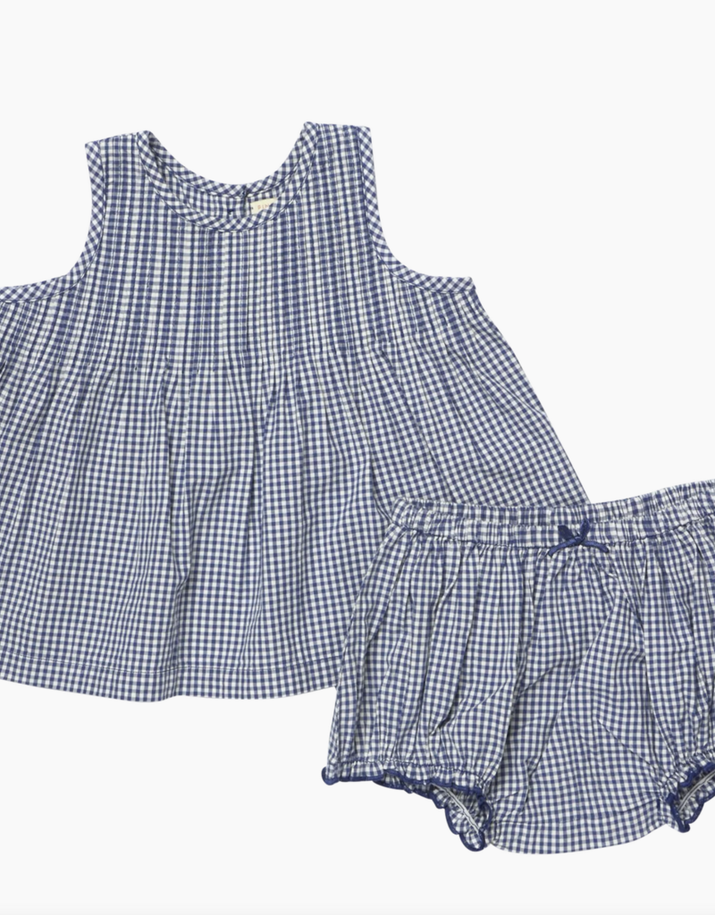 Pink Chicken Baby Girl Jaipur 2pc Set Navy Gingham