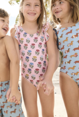 Pink Chicken girls sylvie suit - swim dachshunds