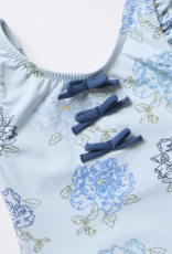 Pink Chicken girls sylvie bow suit - blue quilt floral