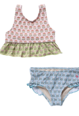 Pink Chicken girls palmer tankini - multi prairie block print