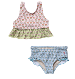 Pink Chicken SALE girls palmer tankini - multi prairie block print