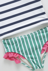 Pink Chicken girls rash guard set - navy stripe