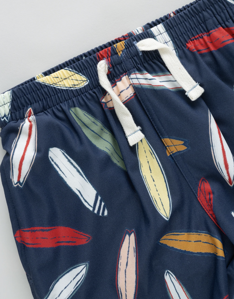 Pink Chicken baby boys swim trunk - navy surfboard