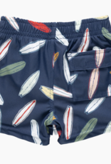 Pink Chicken baby boys swim trunk - navy surfboard