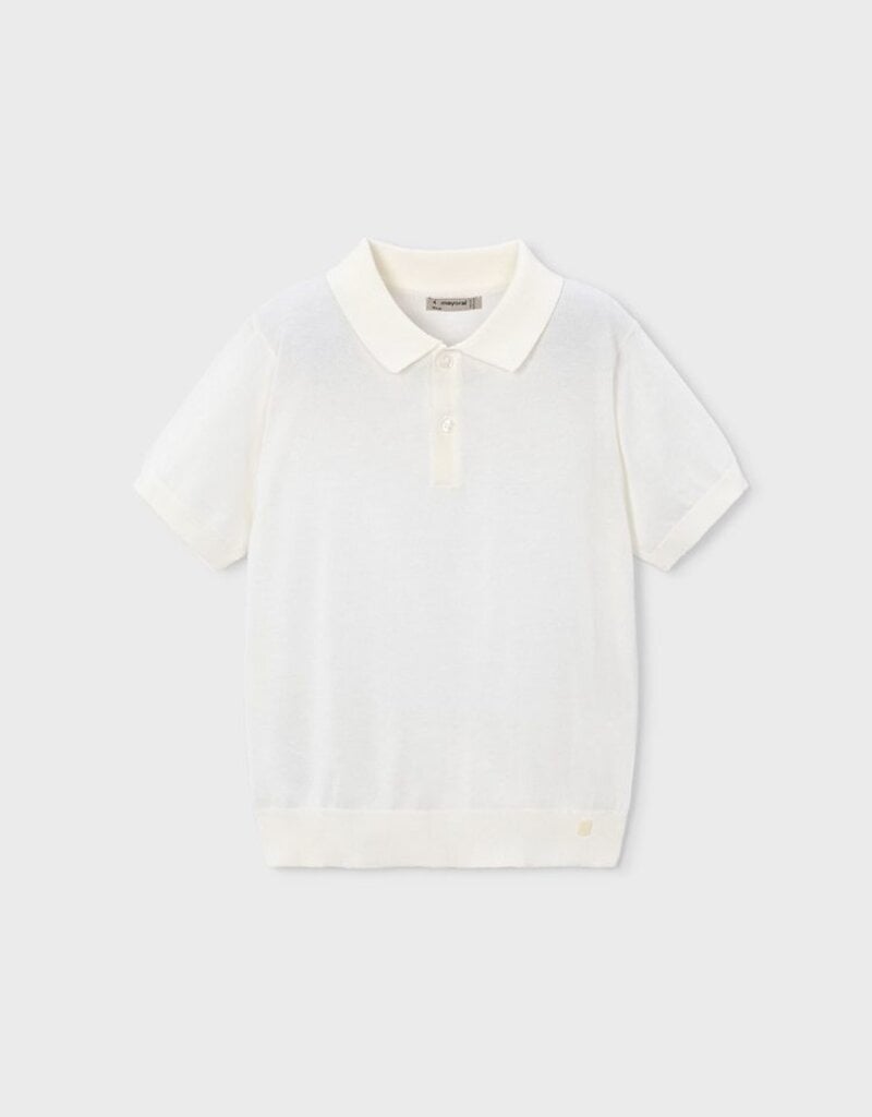 Mayoral Boys Knit S/S Polo Cream