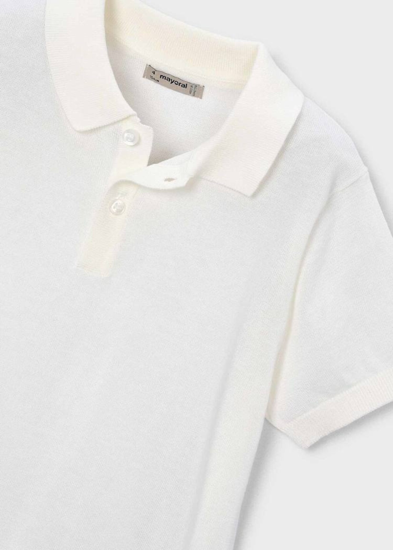 Mayoral Boys Knit S/S Polo Cream