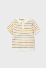 Mayoral Boys Knit Polo Cream/Brown Stripe