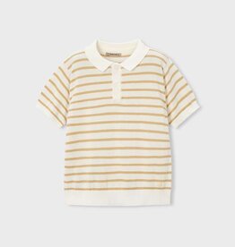 Mayoral Boys Knit Polo Cream/Brown Stripe