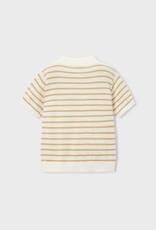 Mayoral Boys Knit Polo Cream/Brown Stripe