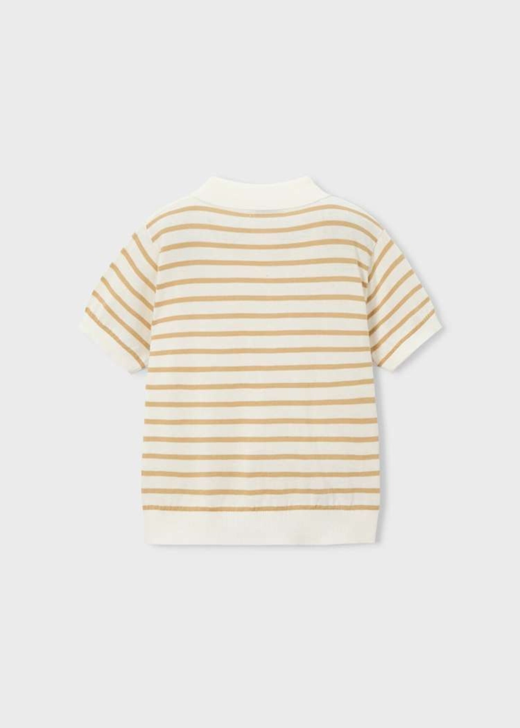 Mayoral Boys Knit Polo Cream/Brown Stripe