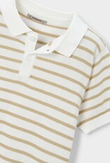 Mayoral Boys Knit Polo Cream/Brown Stripe
