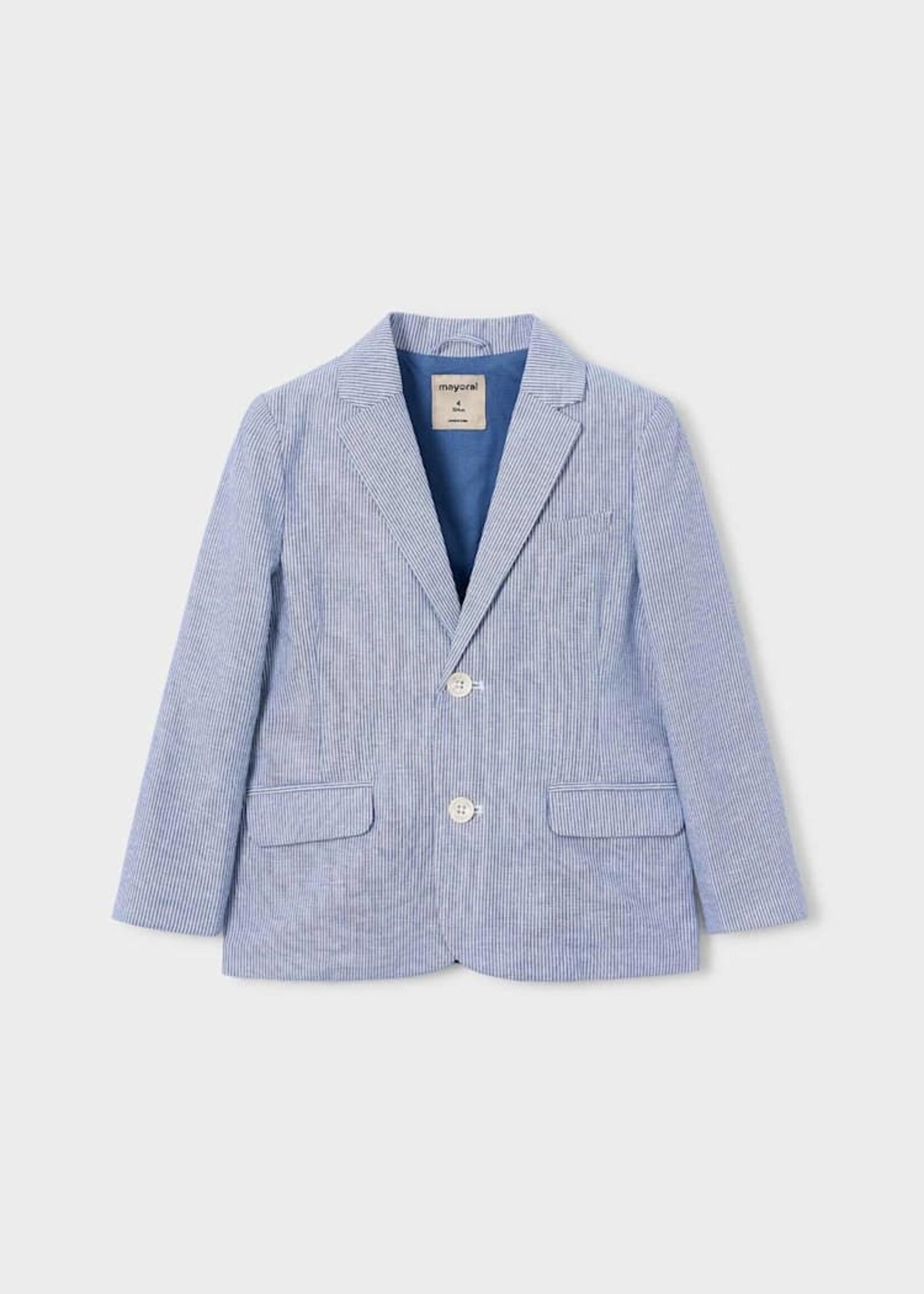 Mayoral Linen Jacket Finely Blue Stripe