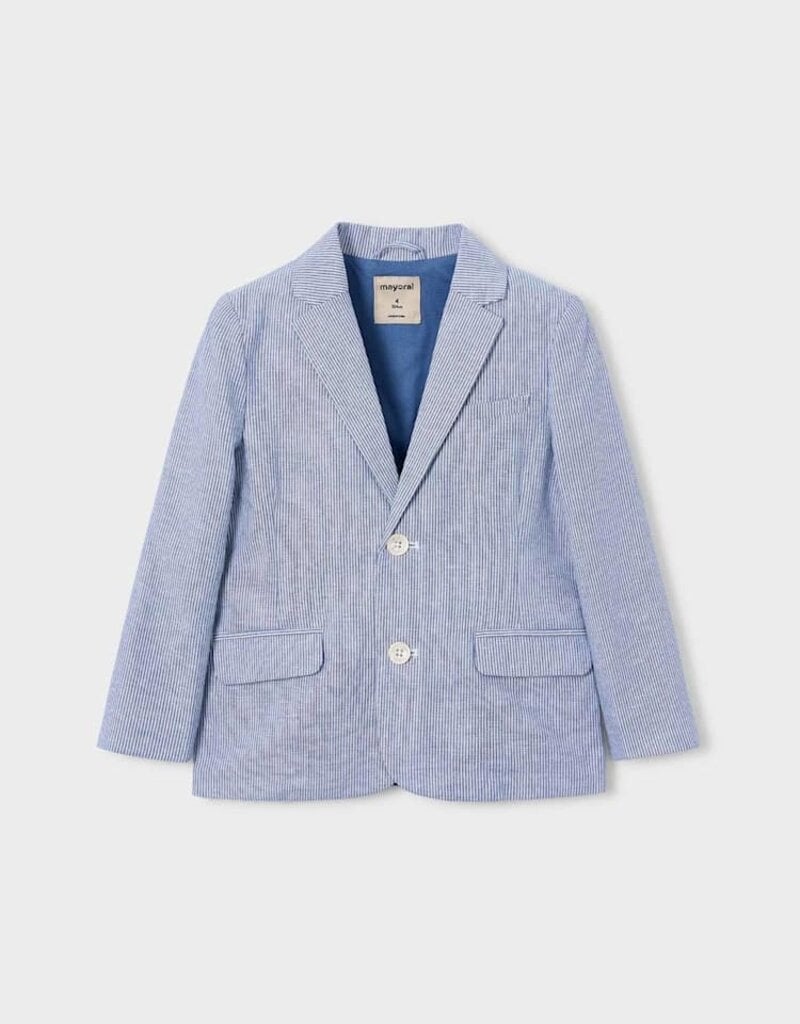 Mayoral Linen Jacket Finely Blue Stripe
