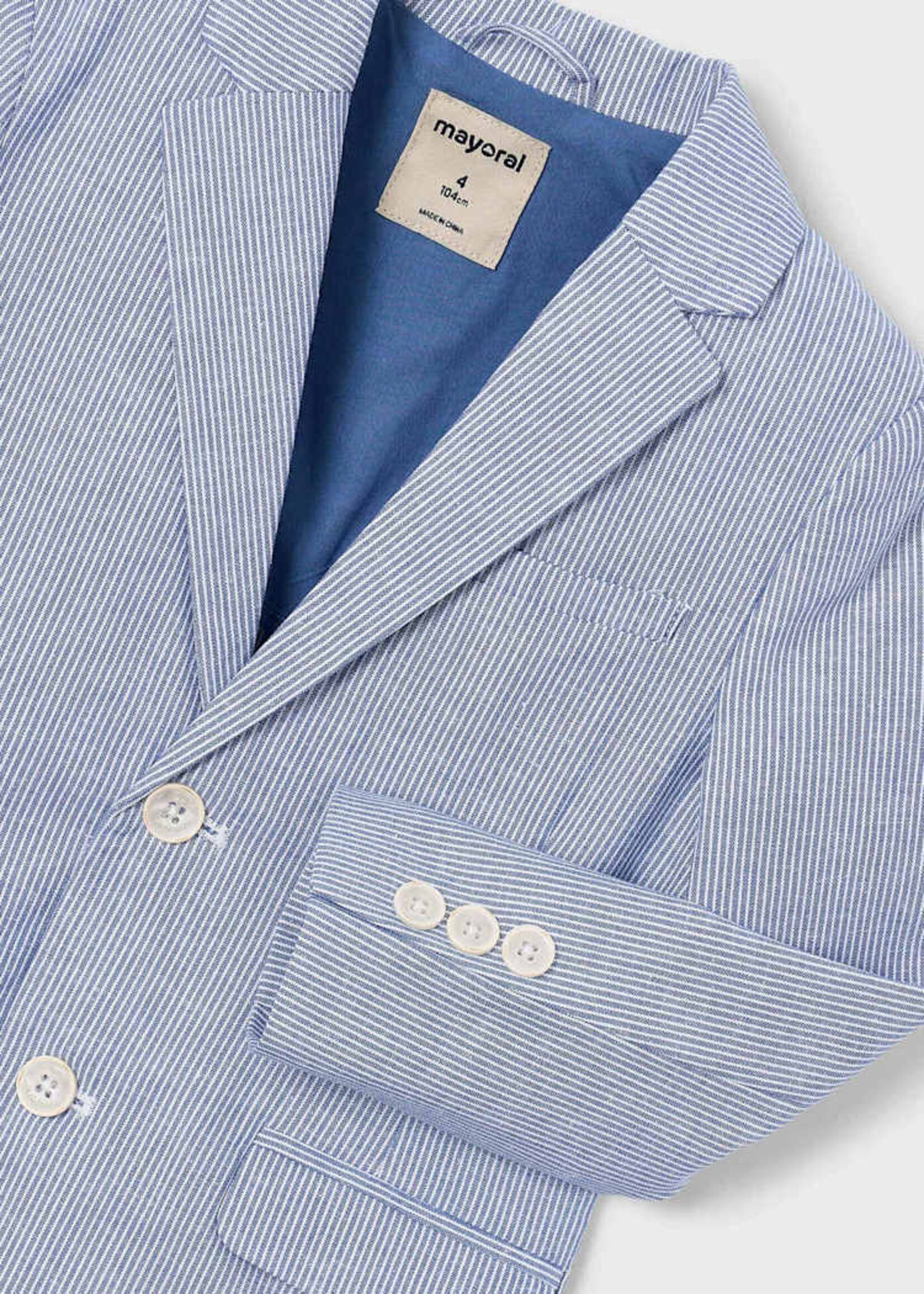 Mayoral Linen Jacket Finely Blue Stripe