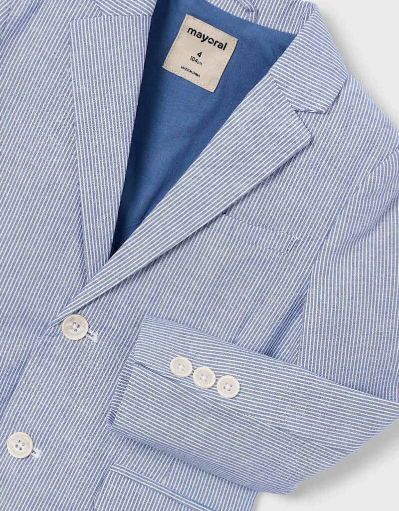 Mayoral Linen Jacket Finely Blue Stripe