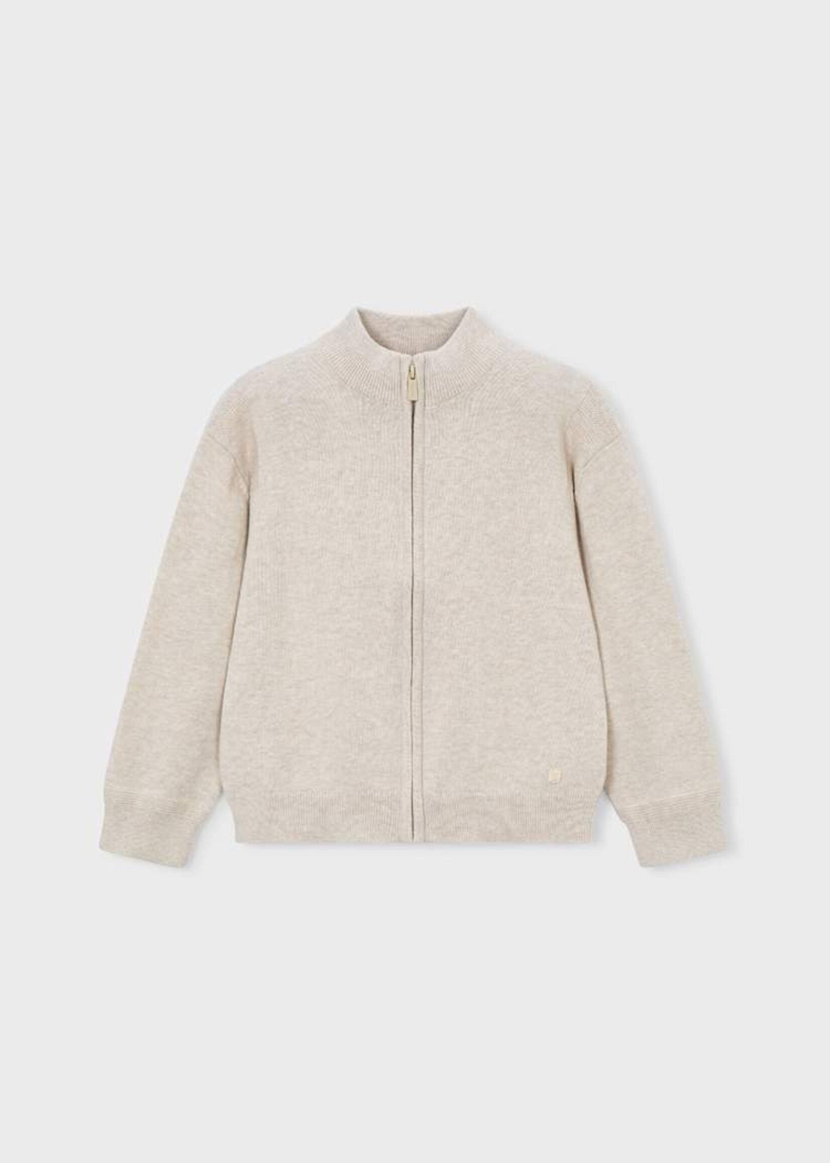 Mayoral Knit Zip up Sweater Oat