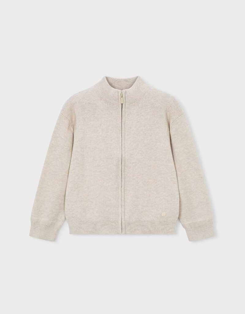 Mayoral Knit Zip up Sweater Oat