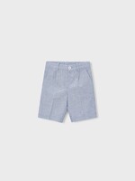 Mayoral SALE. Linen Suiting Shorts Finely Blue Stripe
