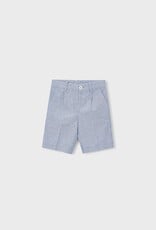 Mayoral Linen Suiting Shorts Finely Blue Stripe