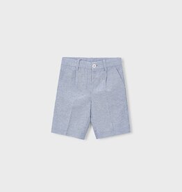 Mayoral Linen Suiting Shorts Finely Blue Stripe