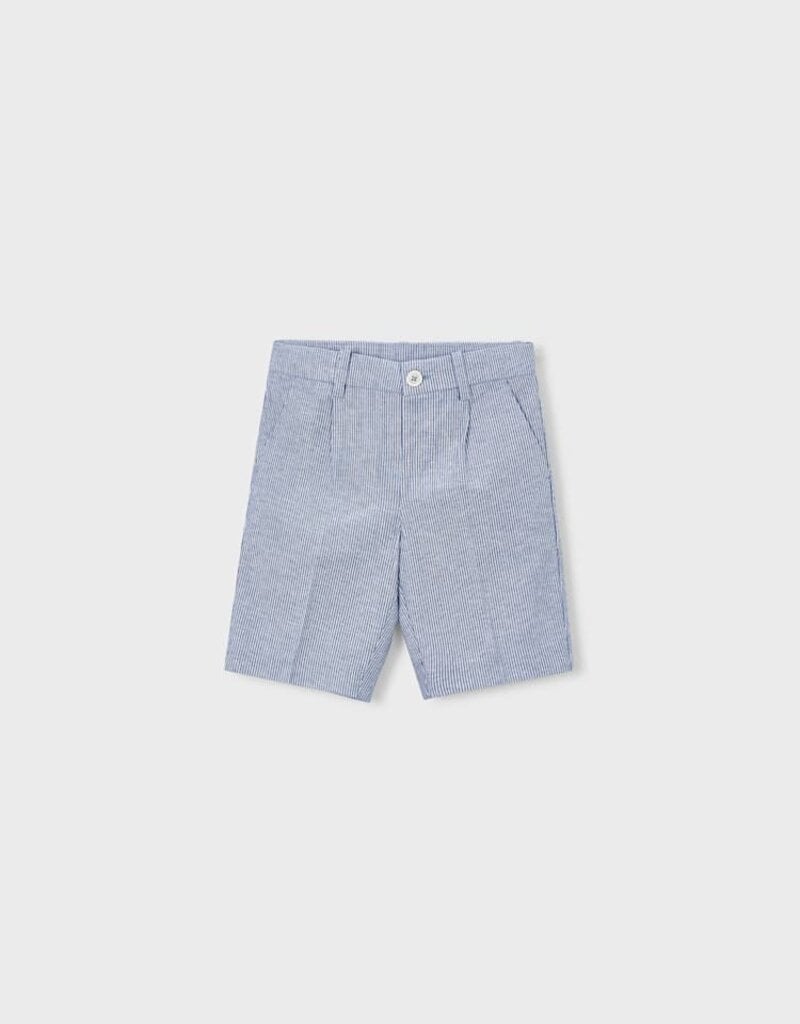 Mayoral Linen Suiting Shorts Finely Blue Stripe