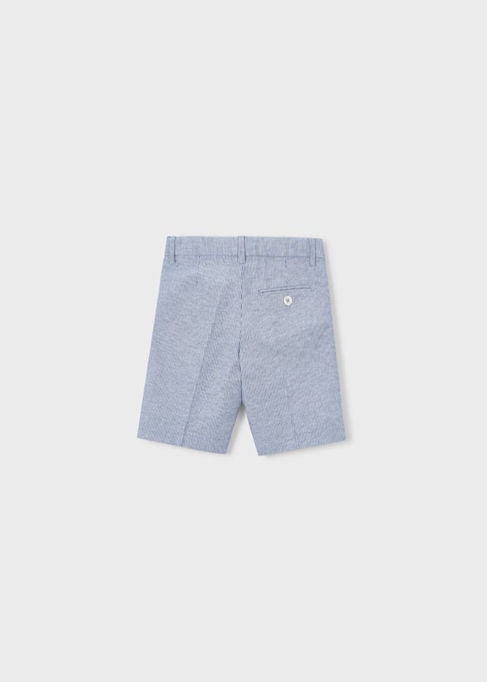 Mayoral Linen Suiting Shorts Finely Blue Stripe