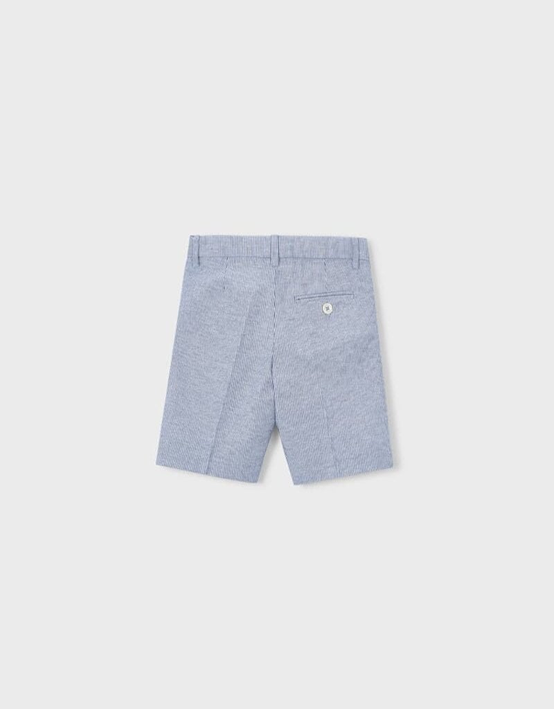 Mayoral Linen Suiting Shorts Finely Blue Stripe