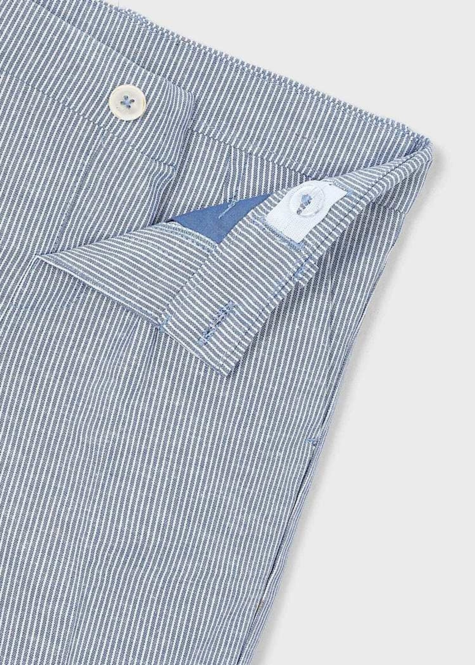 Mayoral Linen Suiting Shorts Finely Blue Stripe